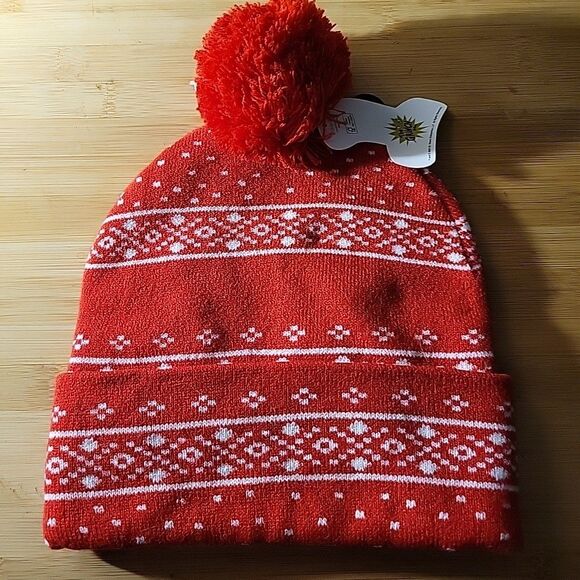Dr. Seuss Grinch Red Knit Hat with Pom Pom Christmas NEW One Size Ages 14+ - Picture 2 of 3